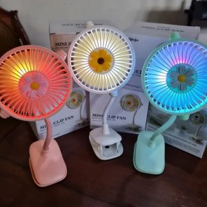 Rechargeable Mini Clip Fan With Smart LED Light-Portable